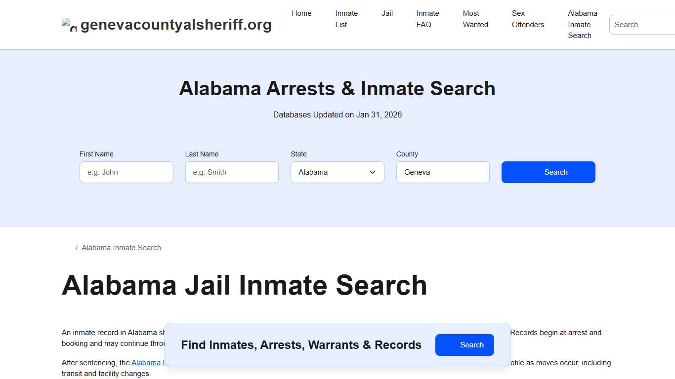 AL DOC Inmates, Alabama Jail Locator